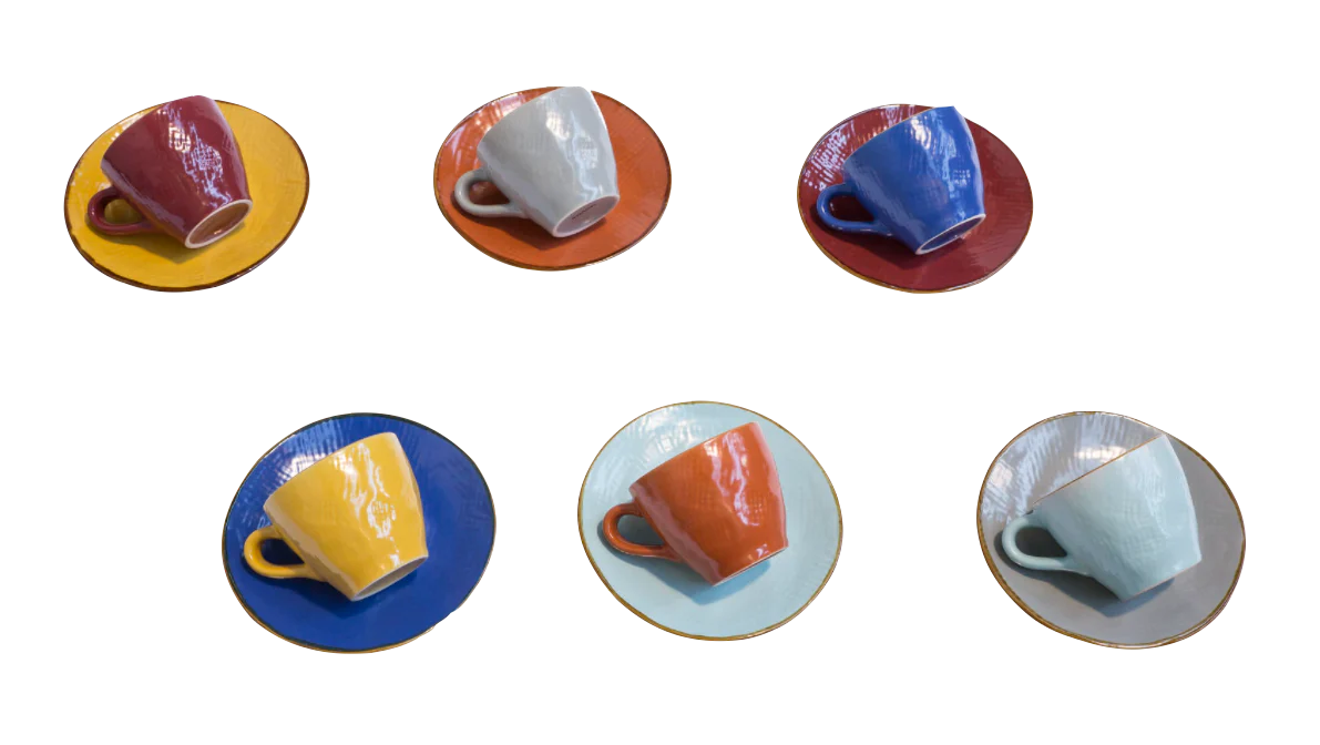 Gekleurde Espressokopjes met schotel - Set van 6 - Afbeelding 9