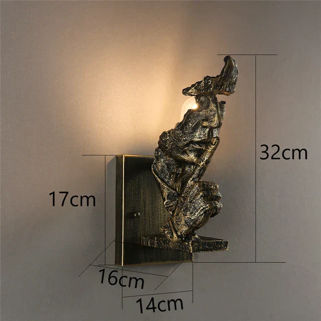 GoldenGaze - Moderne Art Deco Wandlamp met Gouden Gezichtsdesign - Afbeelding 7