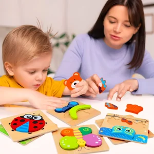 Houten Puzzel Montessori Dieren Peuterspeelgoed