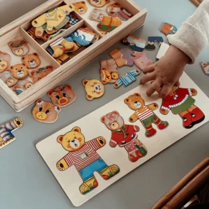 Houten Speelgoed Aankleedpuzzel Beren Familie Set