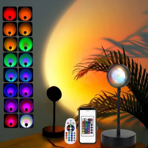 Sunset Lamp Projector - LED Nachtlamp met 16 RGB Kleuren en 360° Rotatie