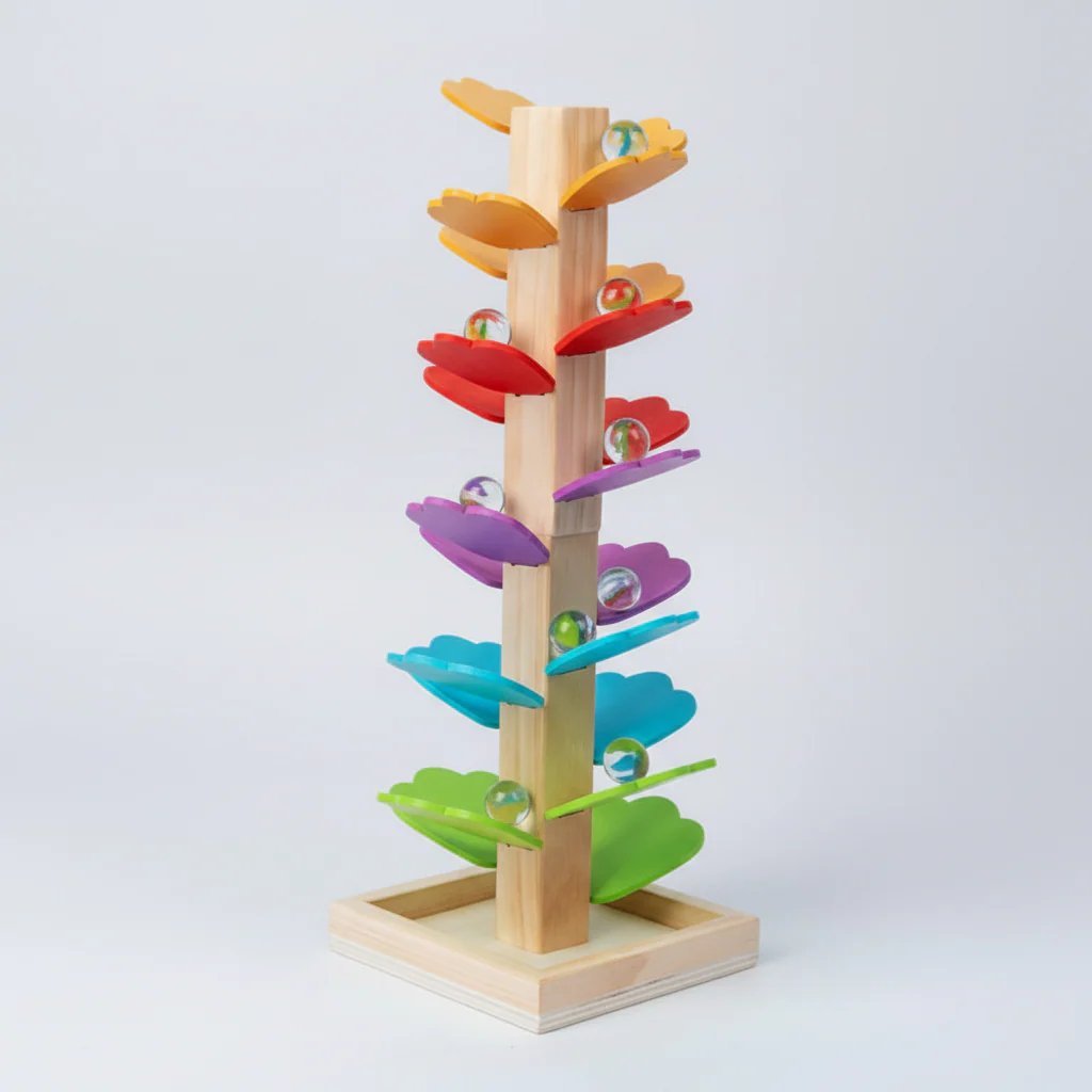 Houten Montessori Speelgoed Regenboog Knikkertoren - Afbeelding 4