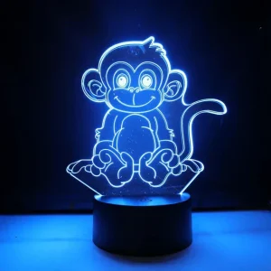 LumiMonkey - 3D LED Nachtlampje met Kleurverandering en Optische Illusie