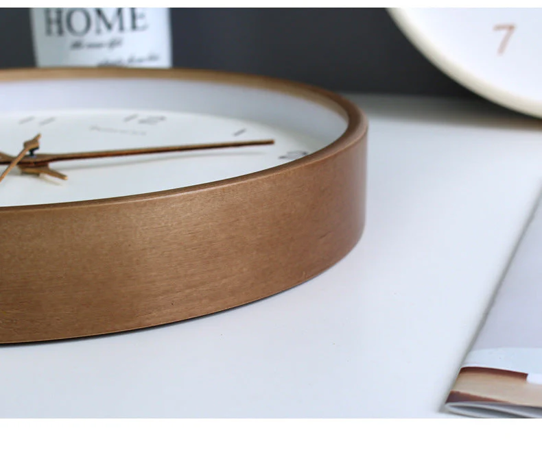 Eenvoudige Analoge Wandklok van Massief Hout voor Thuis - Afbeelding 9