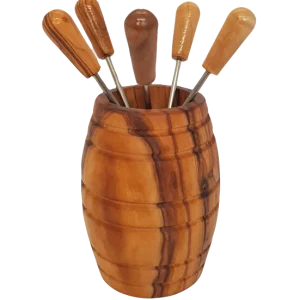 Tapasprikkers 5 stuks met Olijfhouten houder