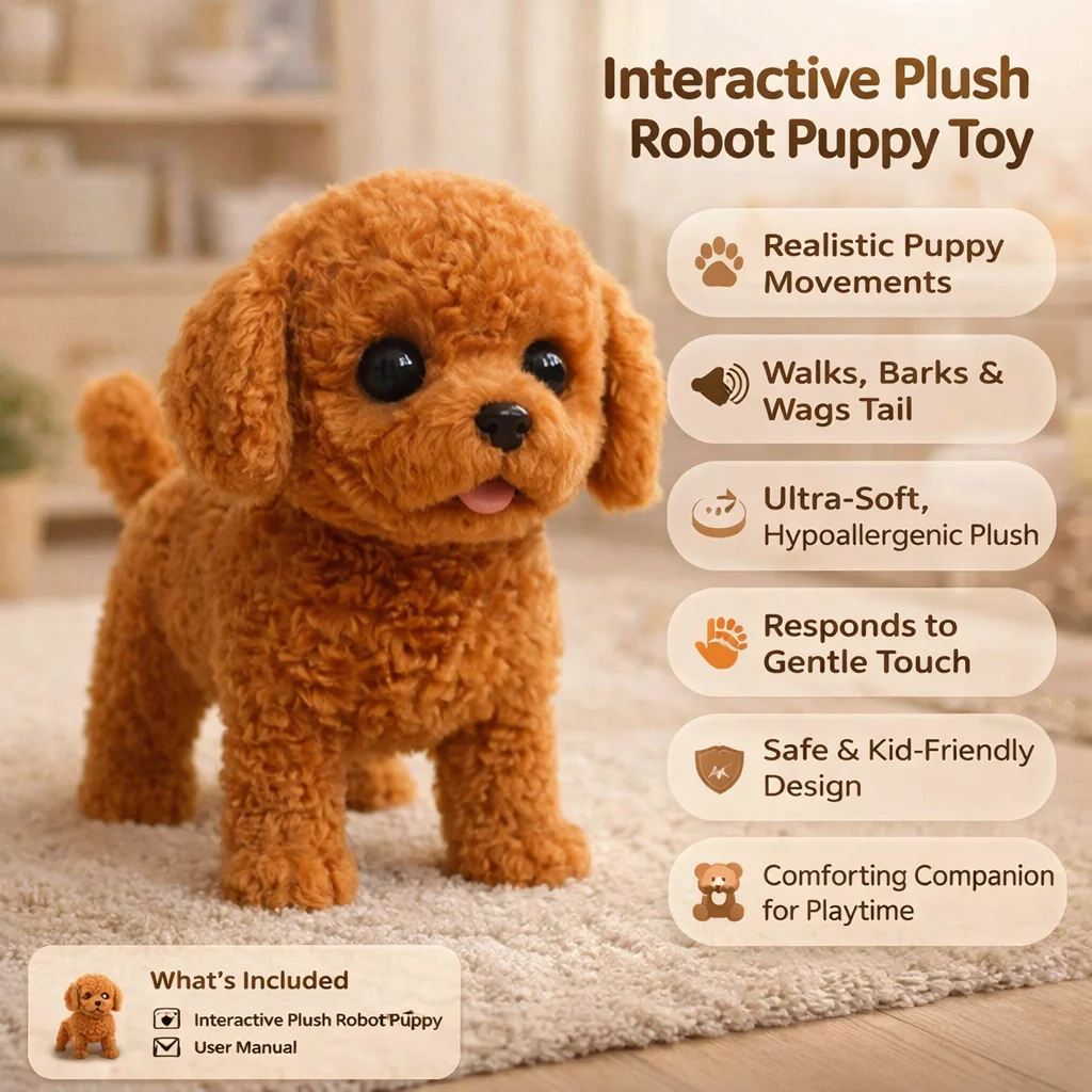 Puppy Speelgoed Interactieve Pluche Robot Hond Realistisch Design - Afbeelding 4