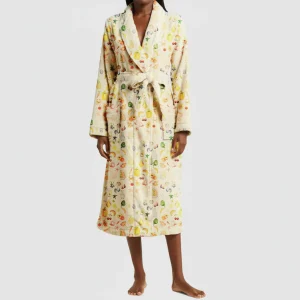 Badjas Dames Flanel Bloemendessin Zachte Warme Ochtendjas