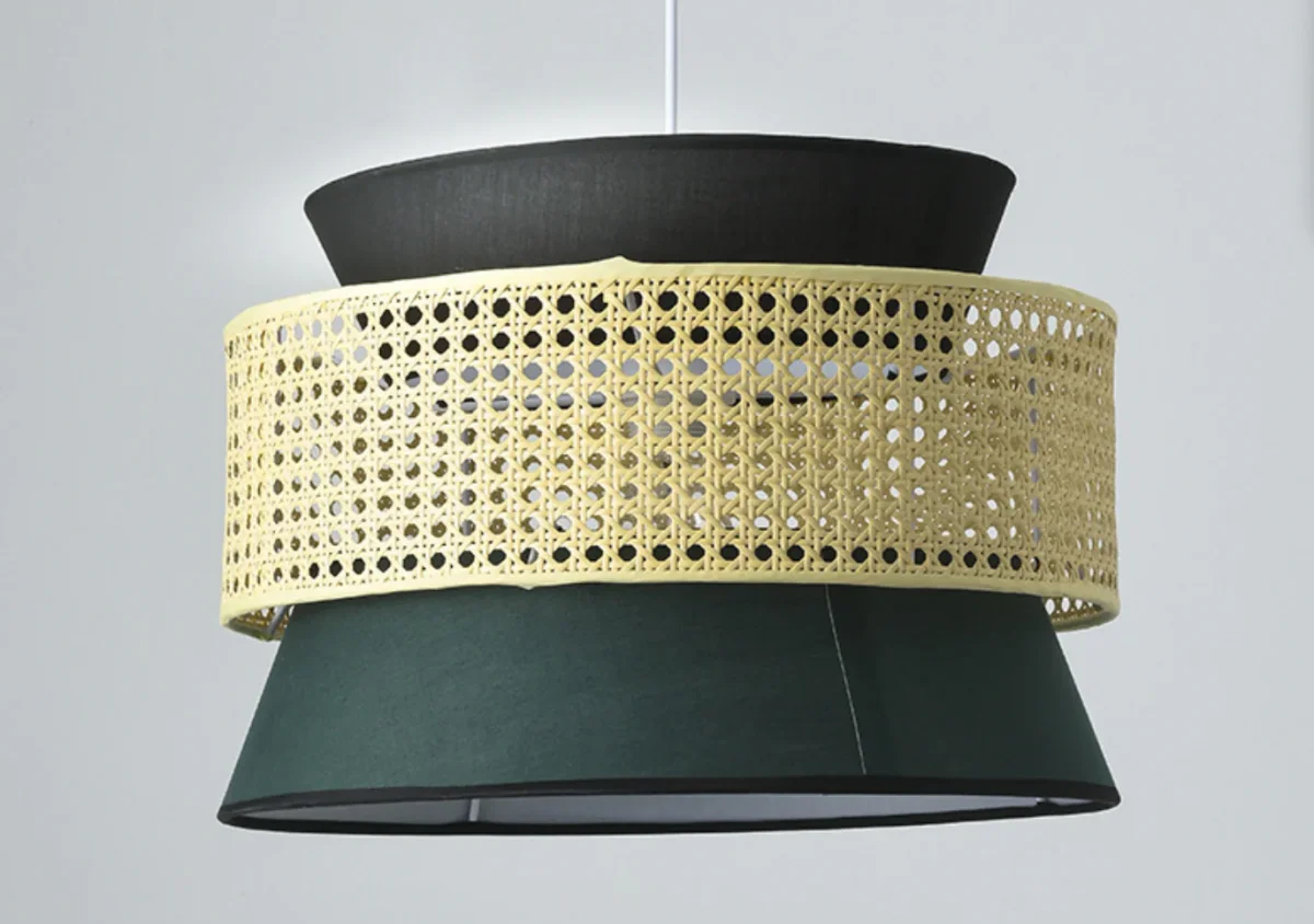 Tiered Rattan Hanglamp Eenvoudig Enkel Zwart / Groen Hangarmatuur - Afbeelding 8