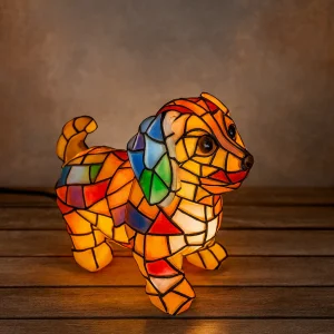 LED Hond Figuur Lamp Stained Resin Decoratieve