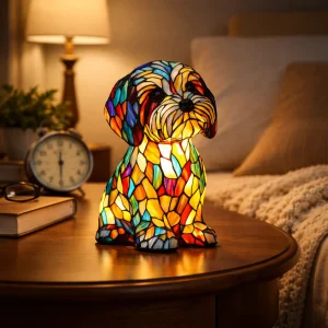 Tafellamp Hond Nachtlamp LED Mozaiek Glasstijl Decoratie
