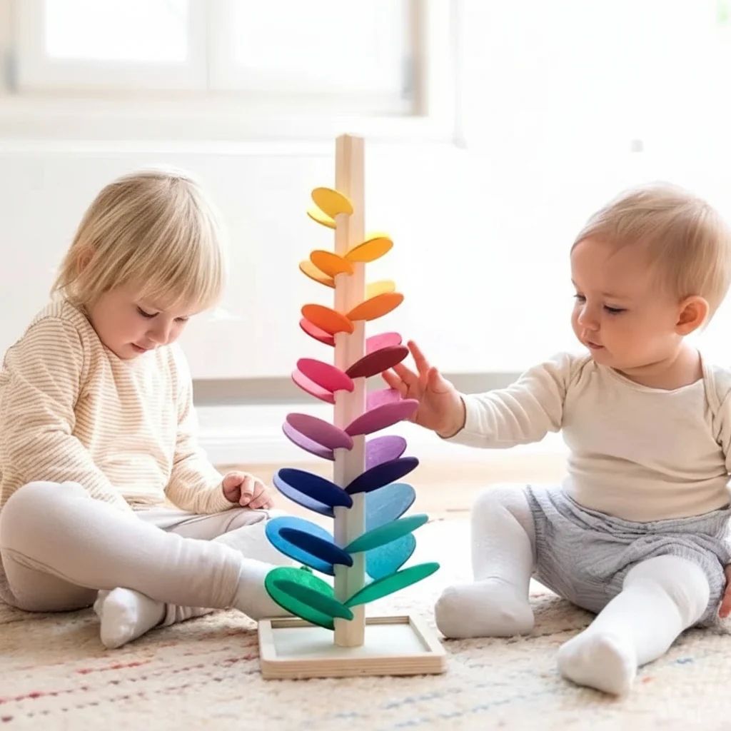 Houten Montessori Speelgoed Regenboog Knikkertoren - Afbeelding 6