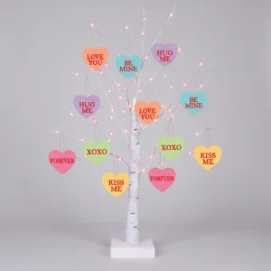 Verlichte Valentijnsboom Houten Hart Ornamenten Timer