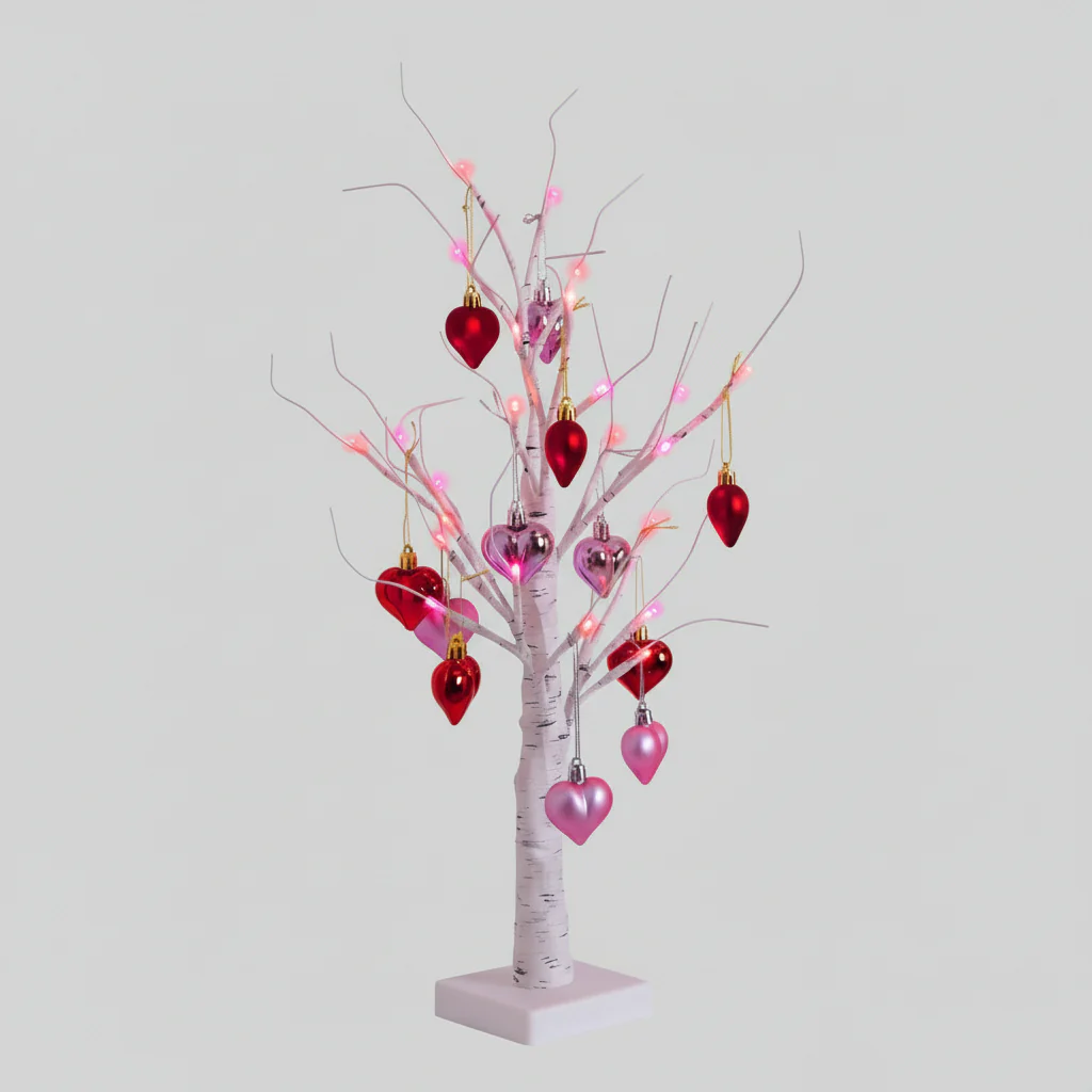 Verlichte Valentijnsboom Hartvormige Ornamenten Decoratie