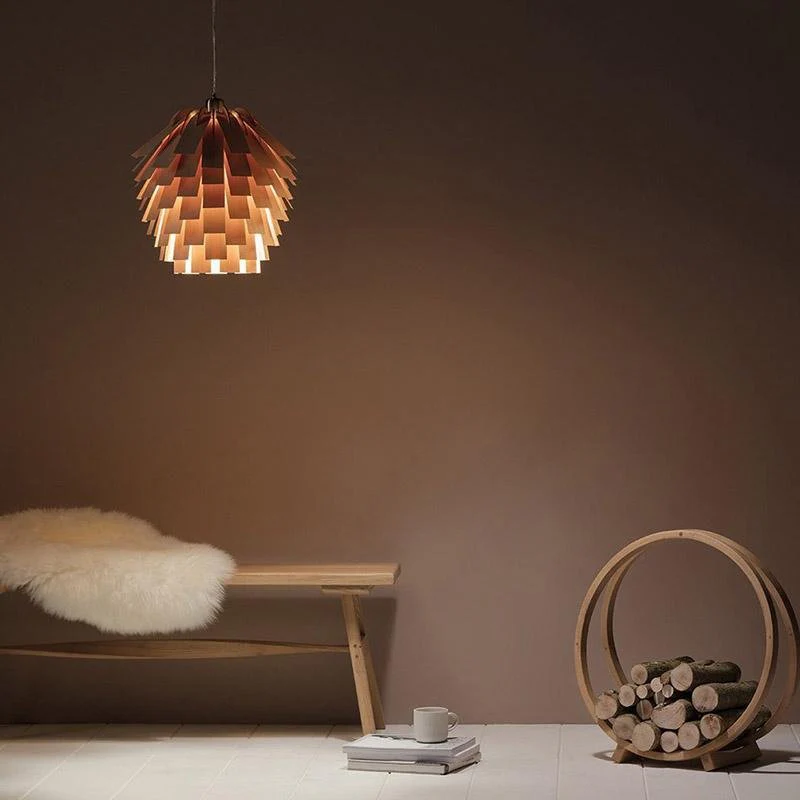 Artistieke Artisjok Houten Rustieke Hanglamp - Afbeelding 3