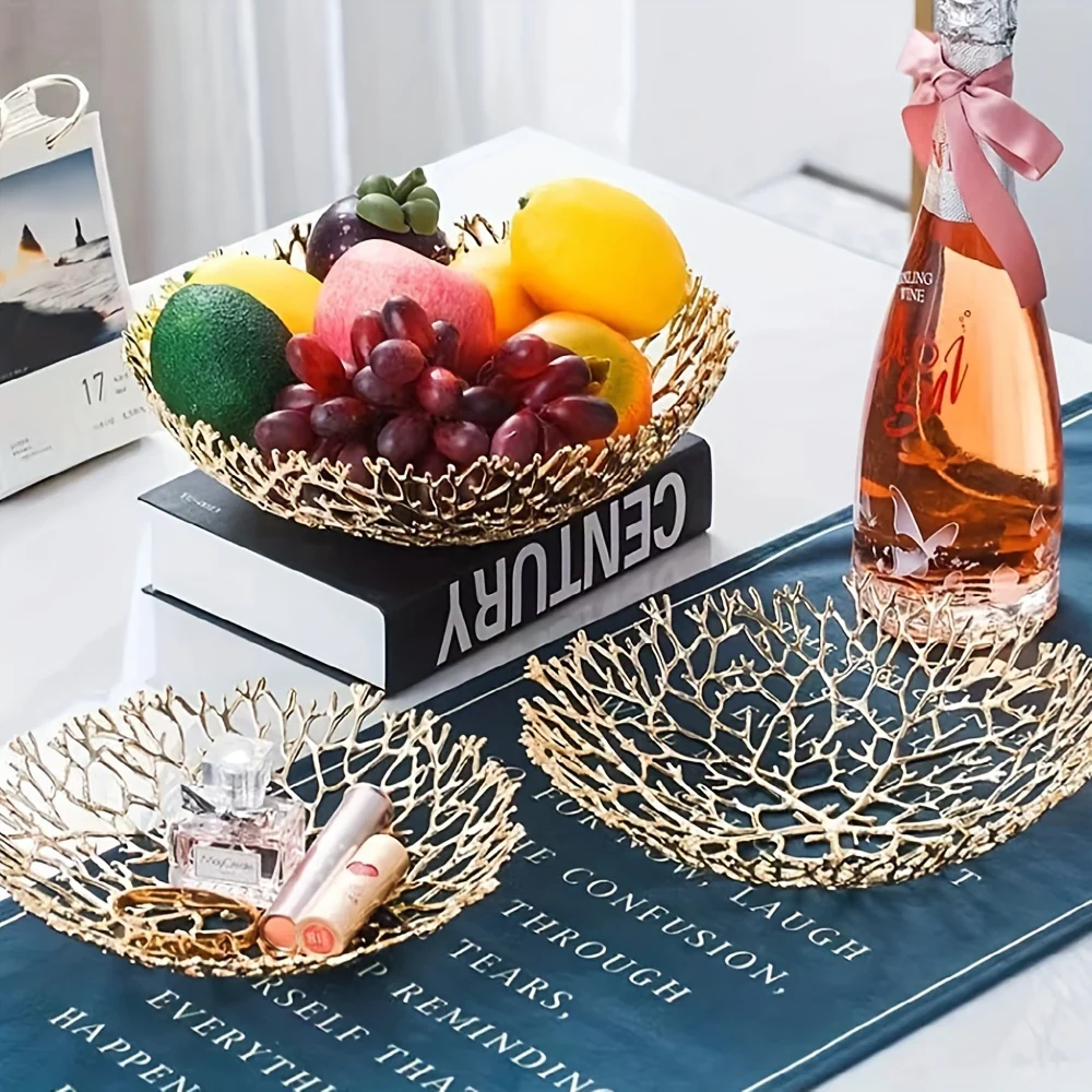 MetalServe-Koraal - Luxe Open Fruitkom voor Huisdecoratie, Salontafel & Eetkamer - Afbeelding 2