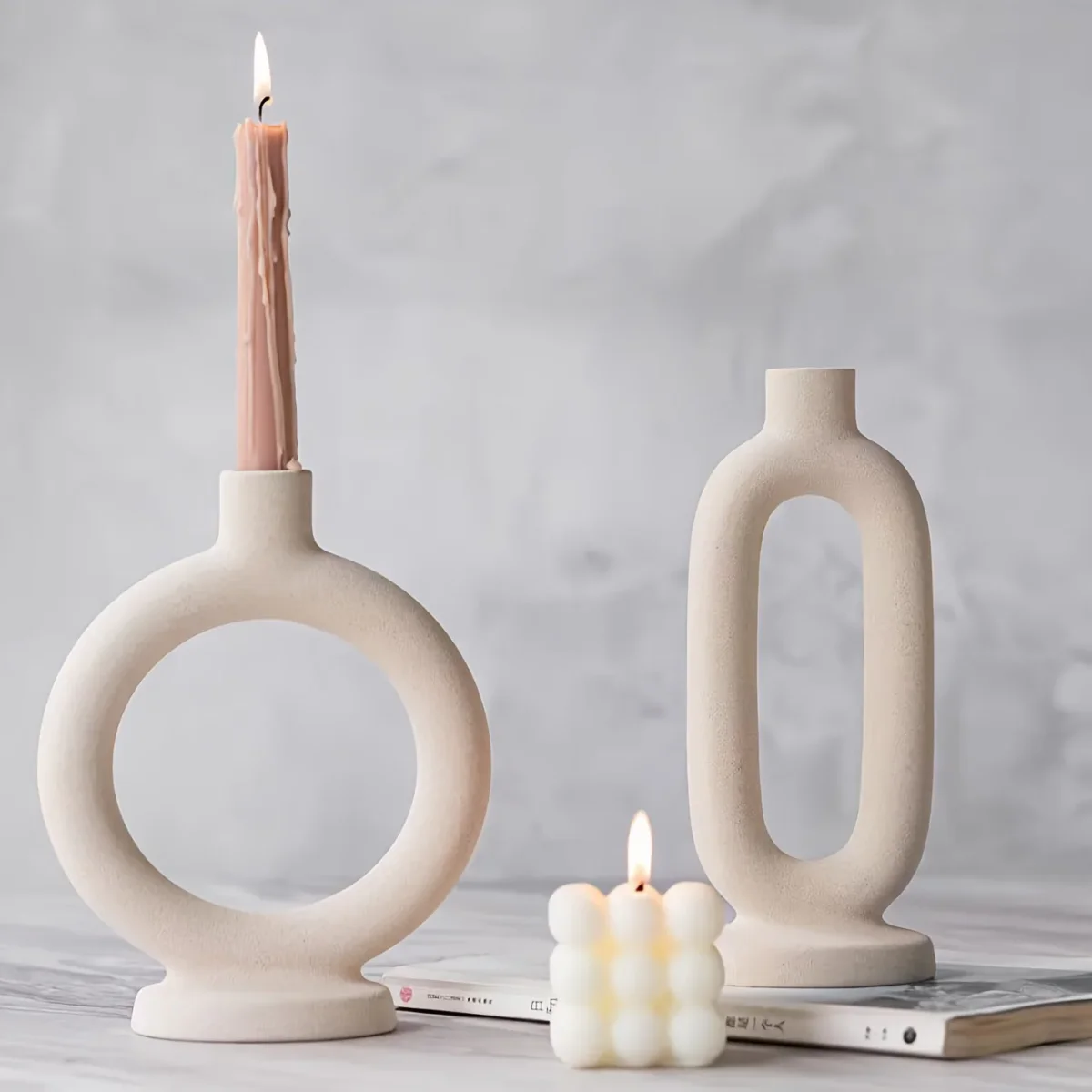 Bohemian Stijl Keramische Kaarsenhouder – Minimalistische Kandelaars Voor Woondecoratie - Afbeelding 4