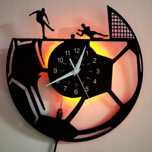Vinyl Record Wandklok - Voetbalthema - Stille Werking
