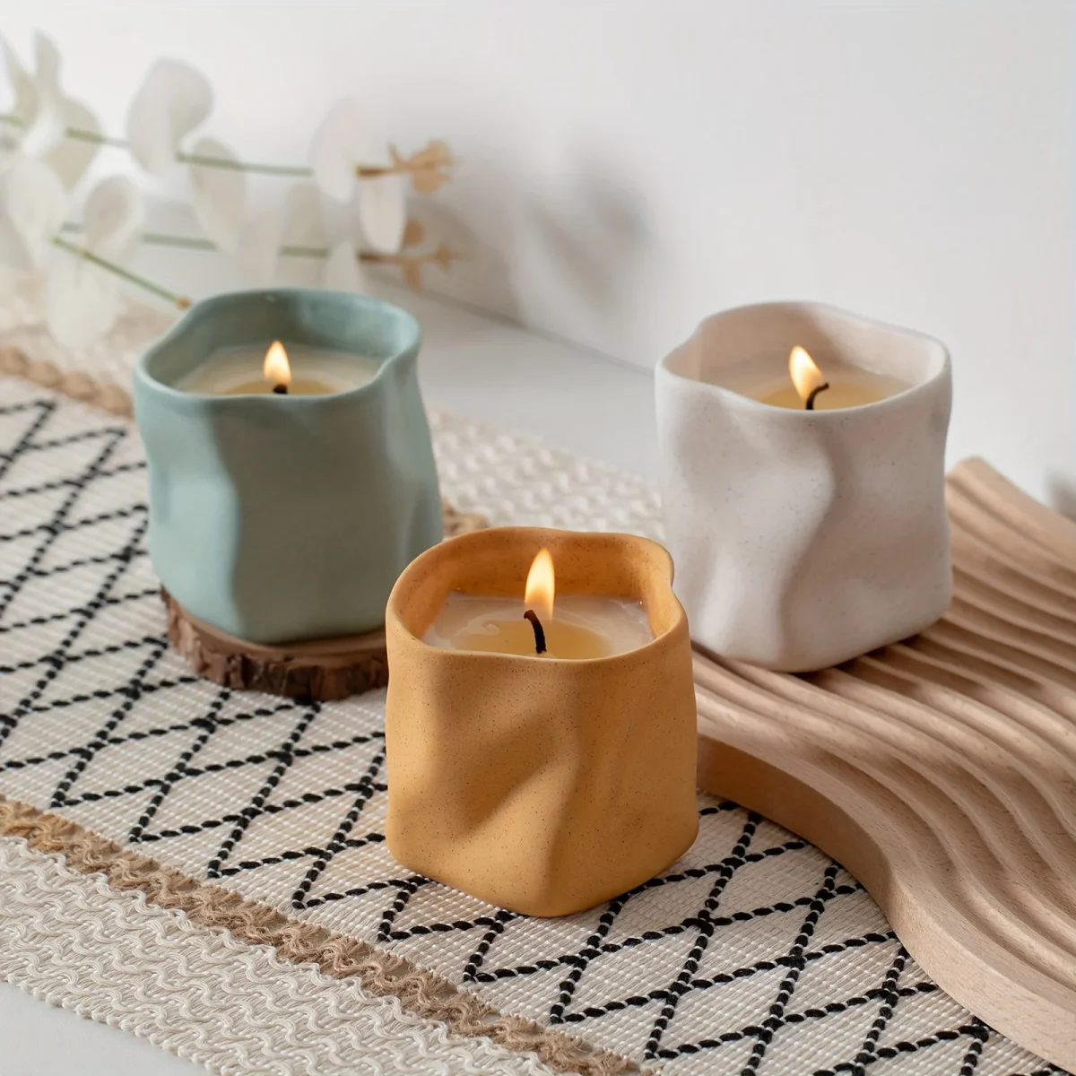 Nordic Stijl Keramische Kandelaar - Moderne Minimalistische Geometrie, Perfect voor Kerstmis en Feestdecoratie - Afbeelding 4