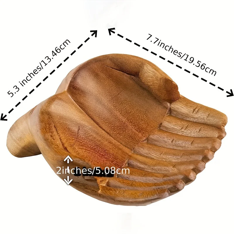 HandServe-Aanbiedingsschaal - Houten Gesneden Handen voor Kristalpresentatie - Afbeelding 5