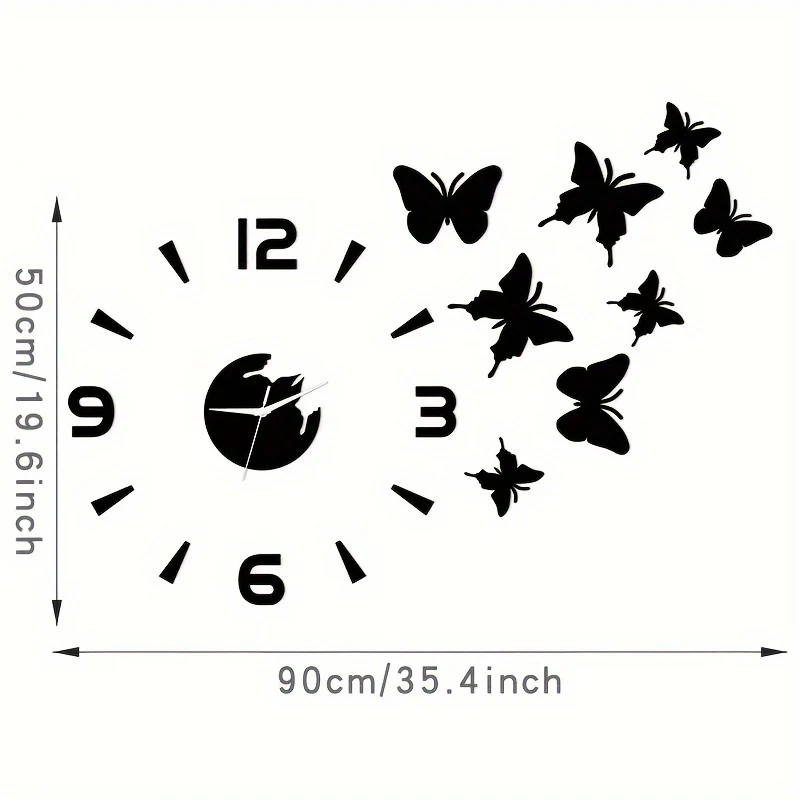 AcrylicButterfly - DIY 3D Vlinder Spiegel Muur Klok - Afbeelding 5