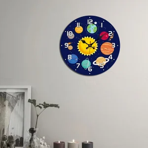CosmicTime - Stille Zonnestelsel Wandklok, Ronde Decoratieve Tijdmeter