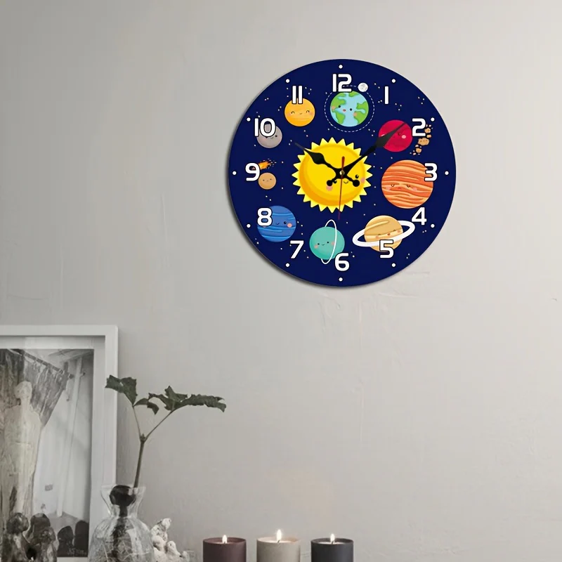 CosmicTime - Stille Zonnestelsel Wandklok, Ronde Decoratieve Tijdmeter