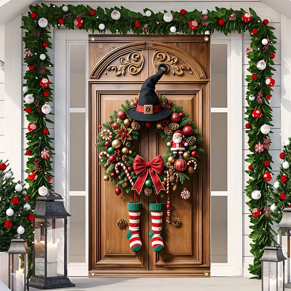 HolidayBanner - Polyester Kerstdeurbanner met Krans - Afbeelding 3