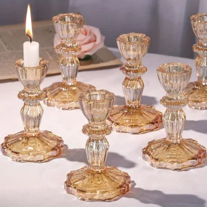 Glazen Kaarshouders Set - Groot, Geschikt Voor Feestdecoratie