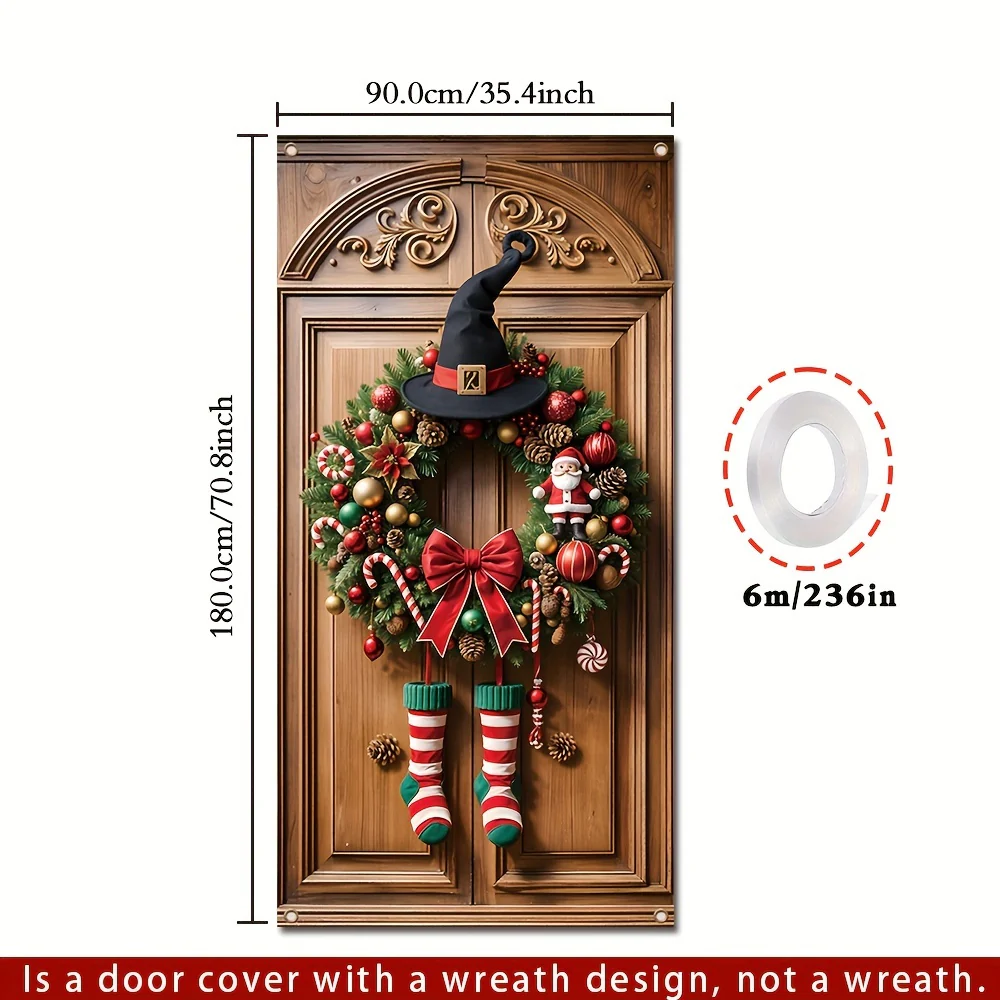 HolidayBanner - Polyester Kerstdeurbanner met Krans - Afbeelding 7