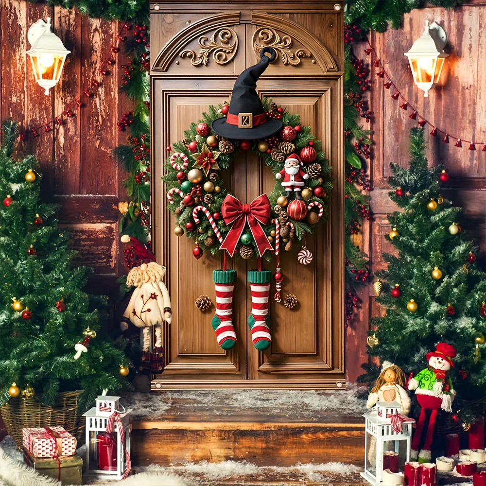 HolidayBanner - Polyester Kerstdeurbanner met Krans - Afbeelding 2