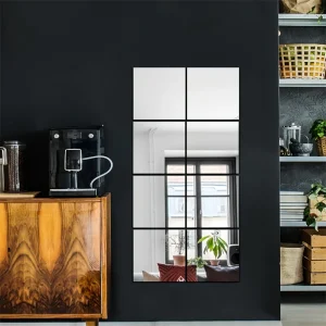 8-delige Set 3D Acryl Spiegeltegels - Breukvast, Zelfklevende Decoratie voor Woonkamer, Slaapkamer, Kantoor & Keuken