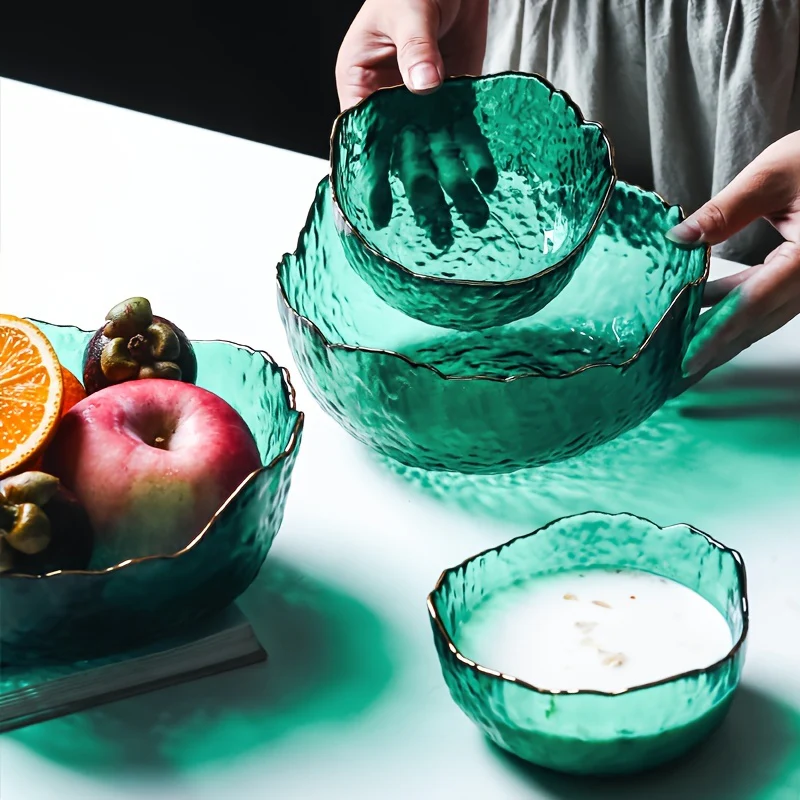 GlasLuxe - Goudgerande Glazen Kom Saladekom Set - Afbeelding 5