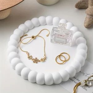 RingTray - Witte Ronde Sieradenschaal | Voor Ringen, Oorbellen & Sleutels