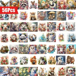 Value Pack 56-delige Diamant Schilderij Set - Schattige Dieren en Cartoon Diamant Borduurwerk
