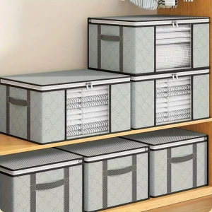 Set van 4 Opvouwbare Opbergzakken – Grijs met Venster