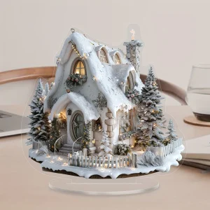 EnchantedVillage - Acryl Kerstdorp Tafeldecoratie, Shabby Chic Stijl