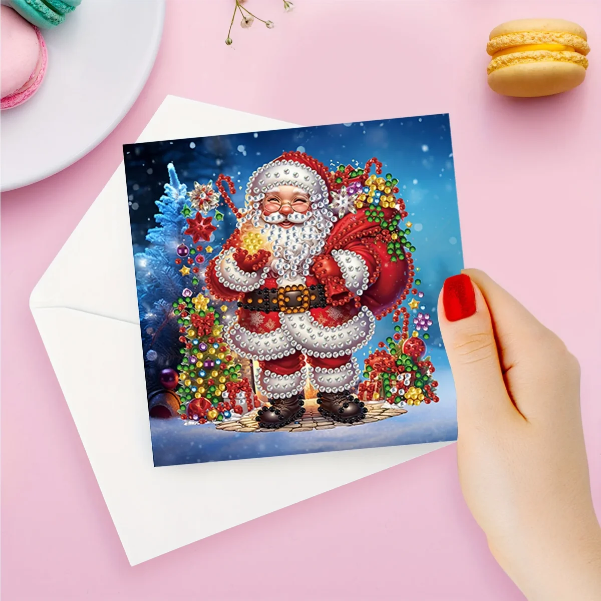 12pcs Diamond Painting Kit - Santa Claus Kerstgroetkaarten met Unieke Ontwerpen, Perfect om Warme Wensen te Sturen naar Familie en Vrienden - Afbeelding 5