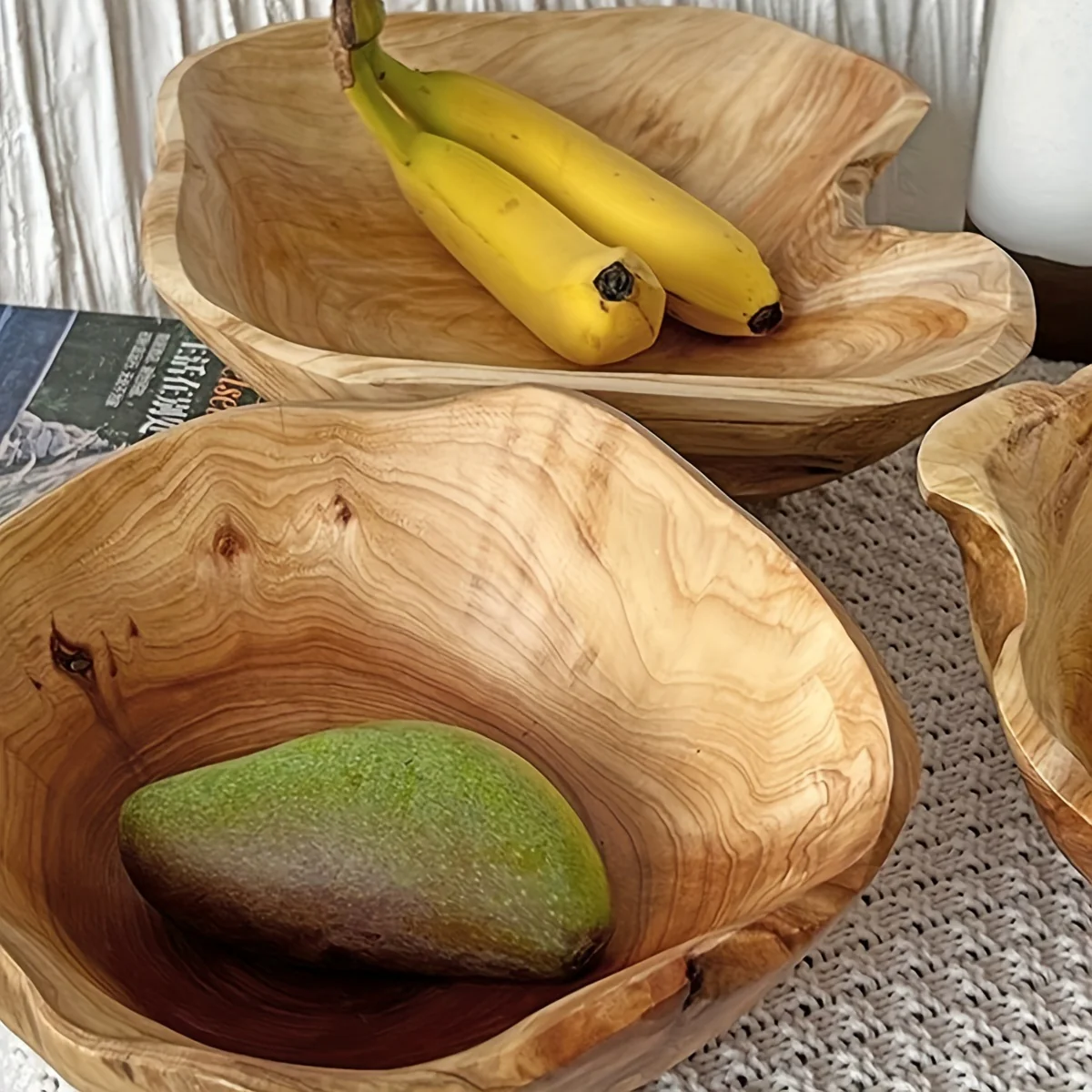 RusticWood - Massief Houten Snack- & Fruitkom voor Woonkamer Decor - Afbeelding 5