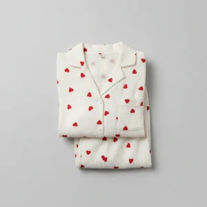 Pyjama Dames Katoen Hartmotief Zachte Loungewear Set