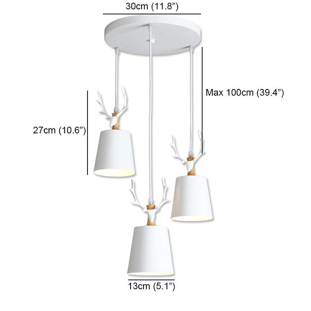 3-light Antler Design LED Classic Chandelier Pendant Light Hanging Lamp - Afbeelding 8