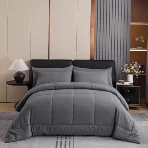3-delige Comforter Set (1Dekbed + 2Kussensloop, Zonder Inzet), Zachte Ademende Dekbedvulling Box Steek Quilt Hotelkwaliteit Comforter, Machinewasbaar