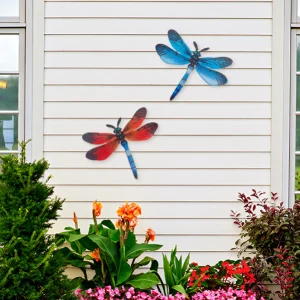 1/2 stuks Levendige Metalen Libelle Muurkunst - Artistieke Buiten Decoratie voor Tuinen, Huizen & Evenementen - Duurzaam, Veelzijdig & In Het Oog Springend - Een Perfect Cadeau-idee voor Elke Gelegenheid