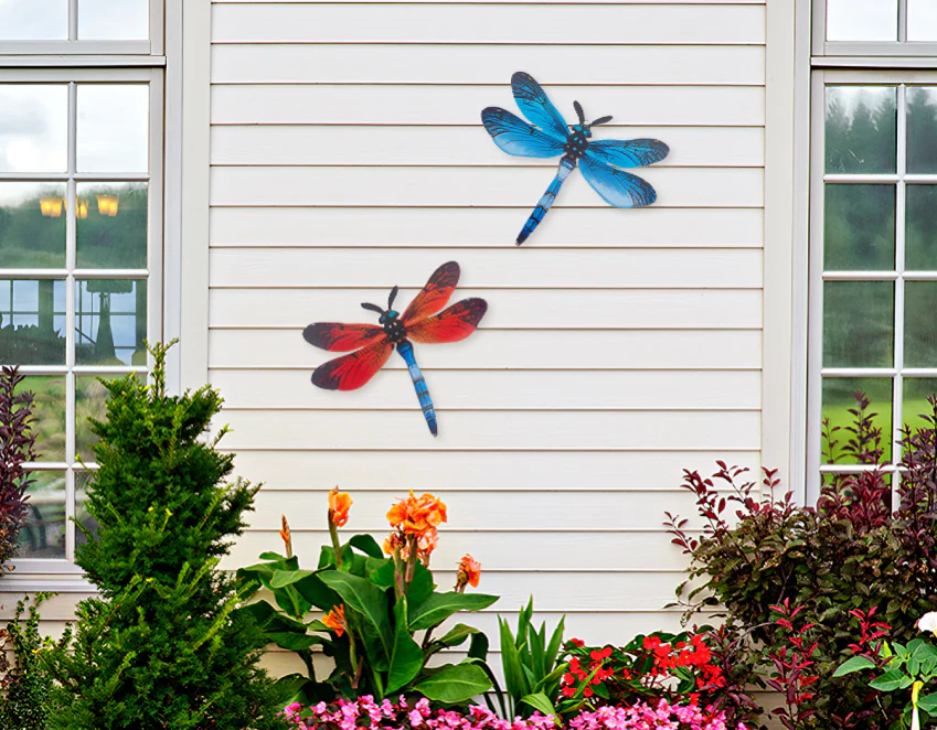 1/2 stuks Levendige Metalen Libelle Muurkunst - Artistieke Buiten Decoratie voor Tuinen, Huizen & Evenementen - Duurzaam, Veelzijdig & In Het Oog Springend - Een Perfect Cadeau-idee voor Elke Gelegenheid - Afbeelding 2