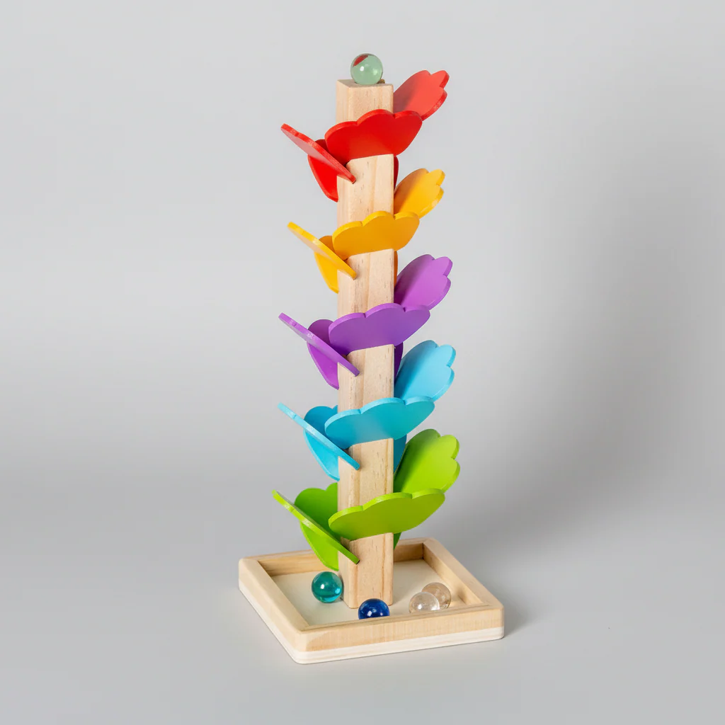 Houten Montessori Speelgoed Regenboog Knikkertoren