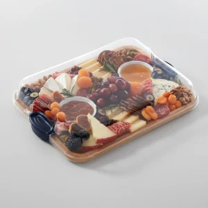 Snijplank Bamboe Serveerschaal Deksel Compartimenten