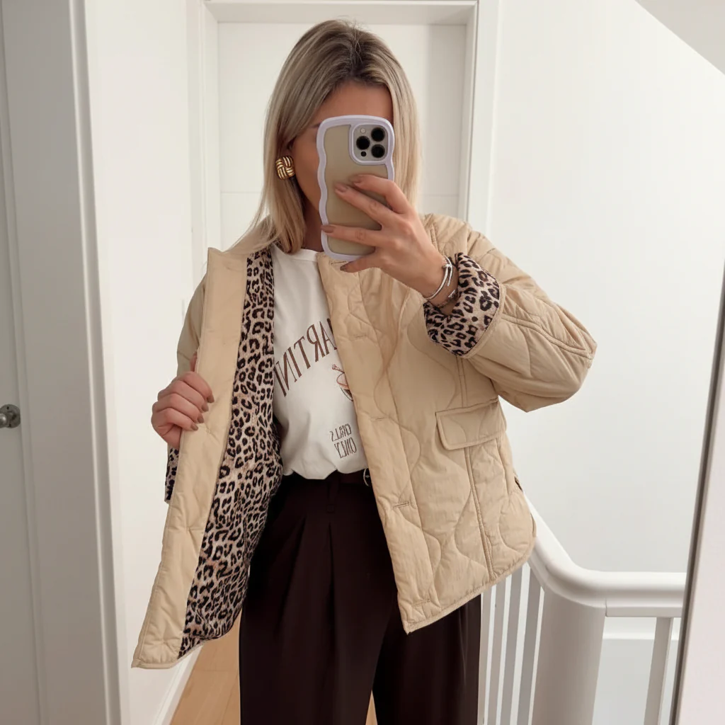 Modieuze Damesjas Luipaard Trendy Stijl Elke Gelegenheid - Afbeelding 5